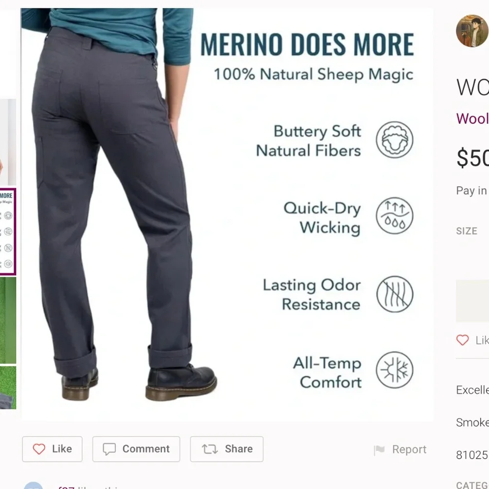 Woolly Women's Merino Wool Longhaul Shop Pant - Picture 5 of 16